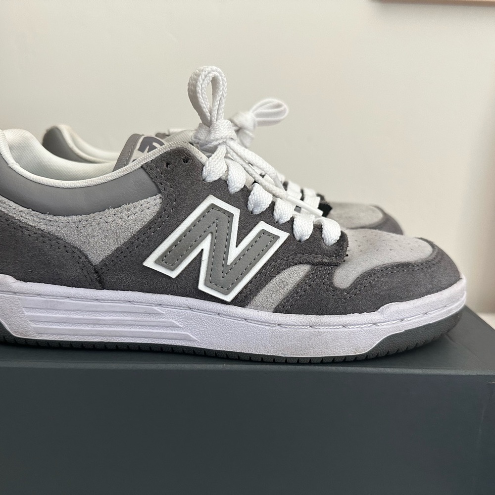 Kids New Balance 480 Gray and White Sneakers